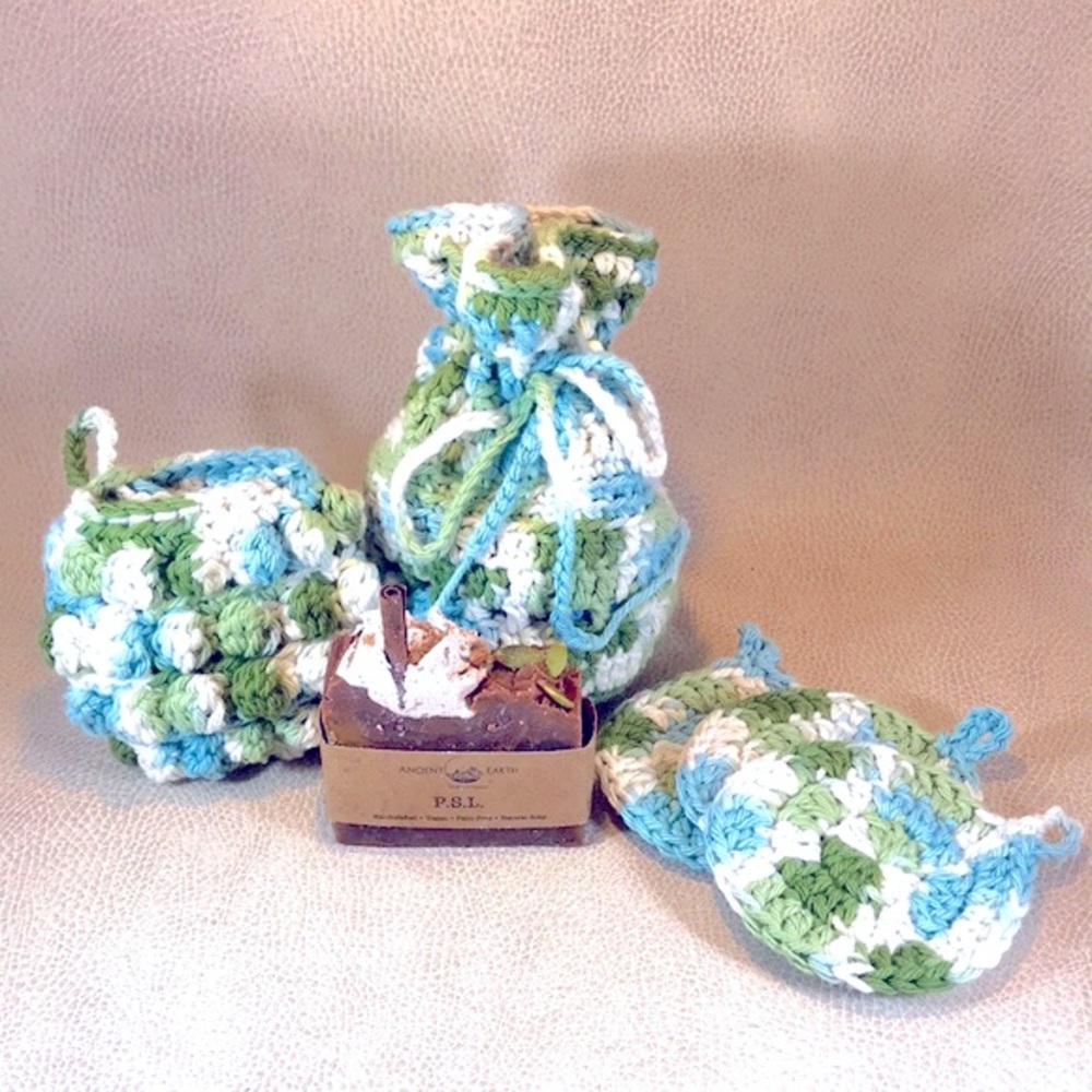 Handmade Crochet Cotton Spa or Travel Set